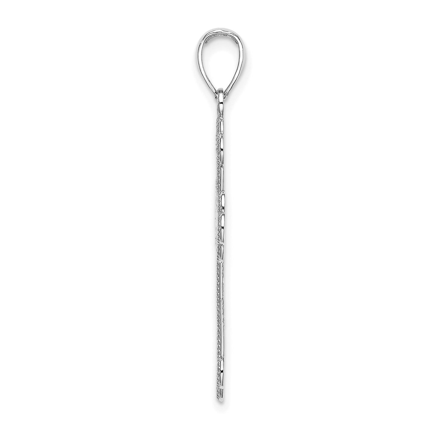14K White Gold Textured and Beaded Edge Charm