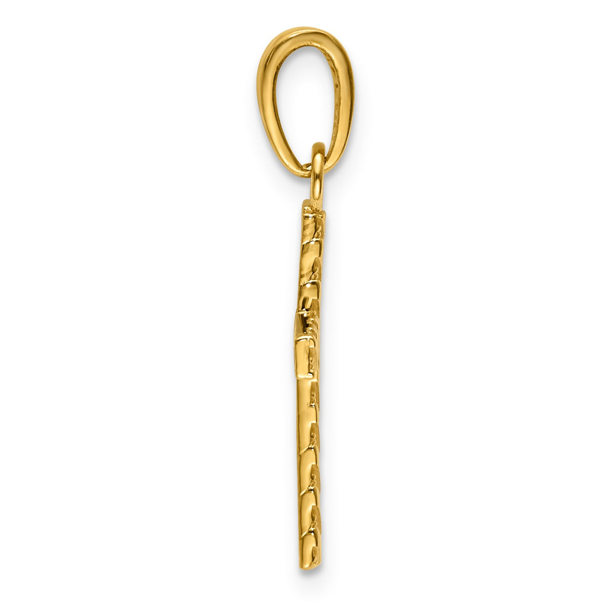 14K Beaded and Polished Cross Charm