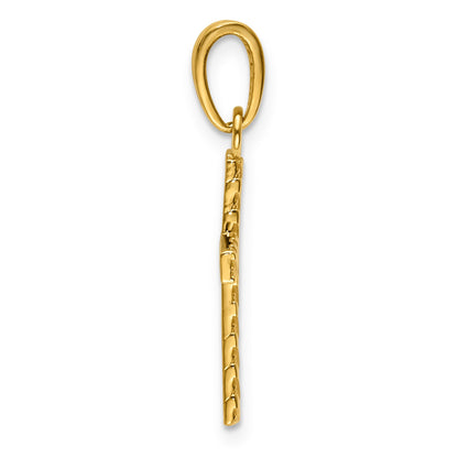 14K Beaded and Polished Cross Charm
