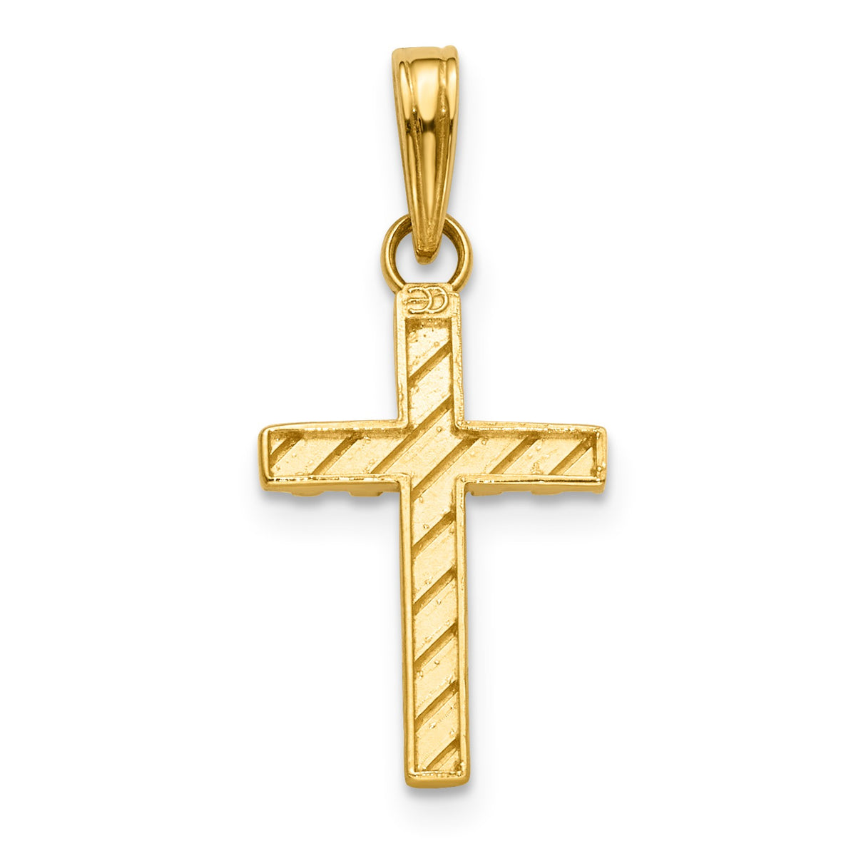 14K Beaded and Polished Cross Charm