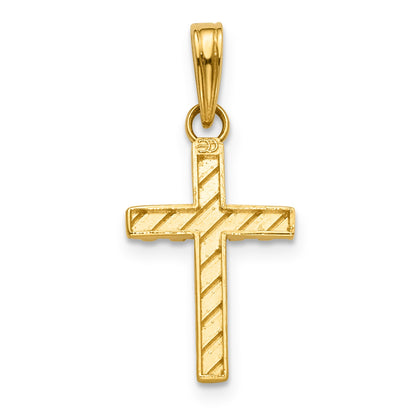 14K Beaded and Polished Cross Charm