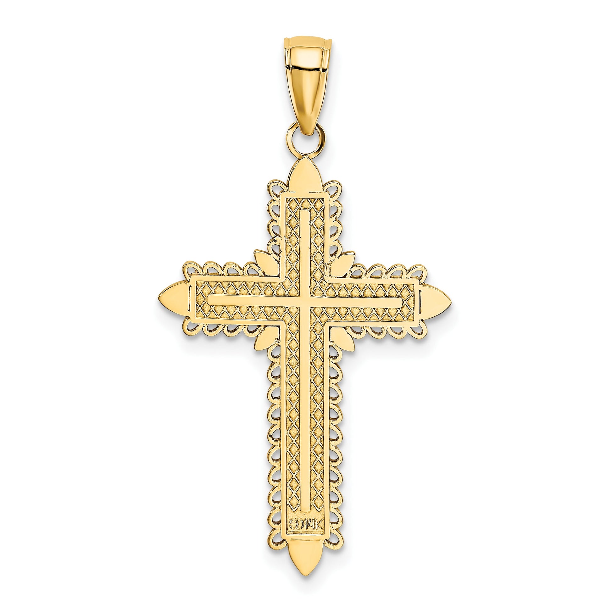 14K Lace Border Cross Charm