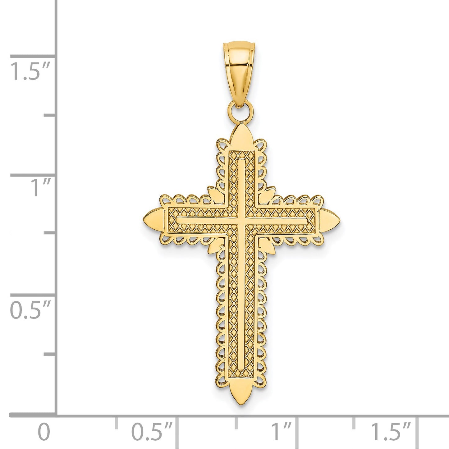 14K Lace Border Cross Charm