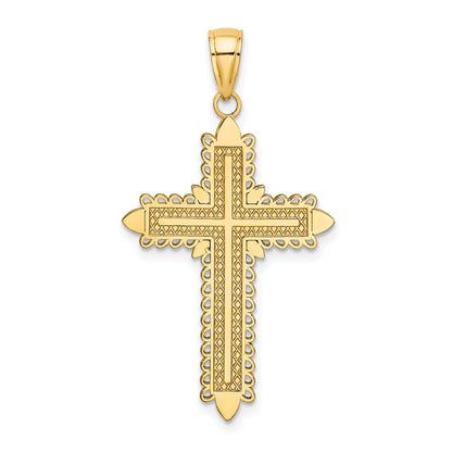 14K Lace Border Cross Charm