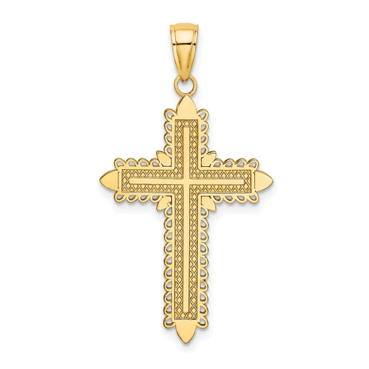 14K Lace Border Cross Charm