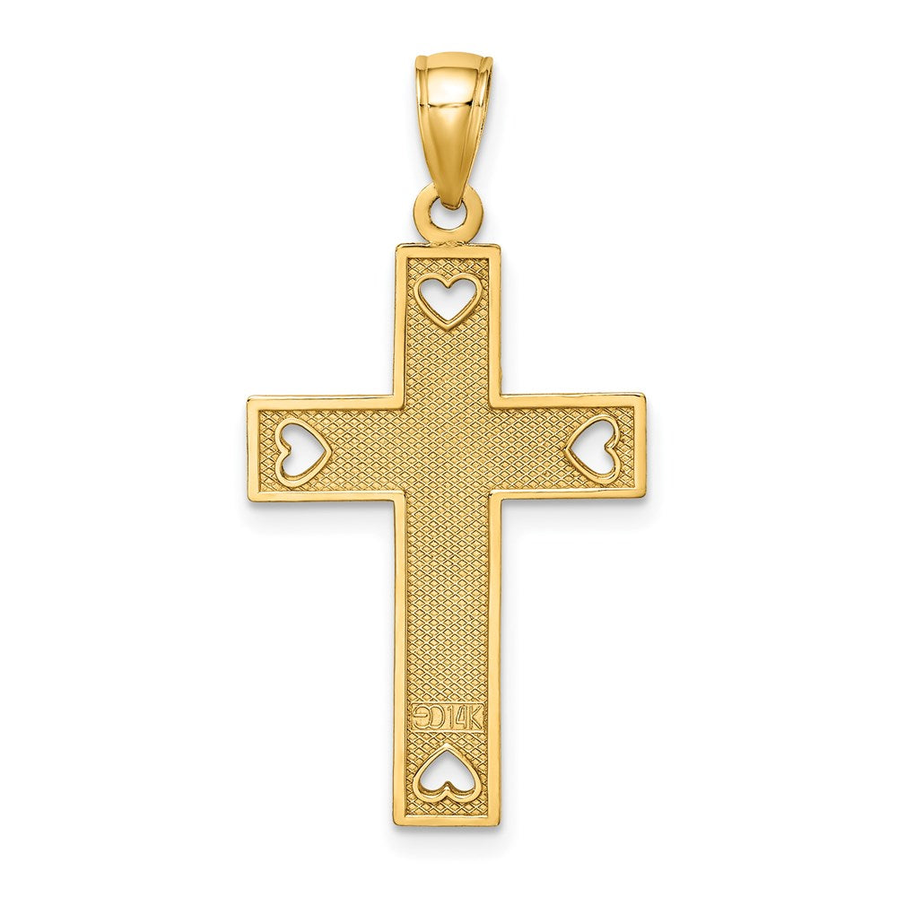 14K  I LOVE JESUS  Cross w/ Hearts Charm