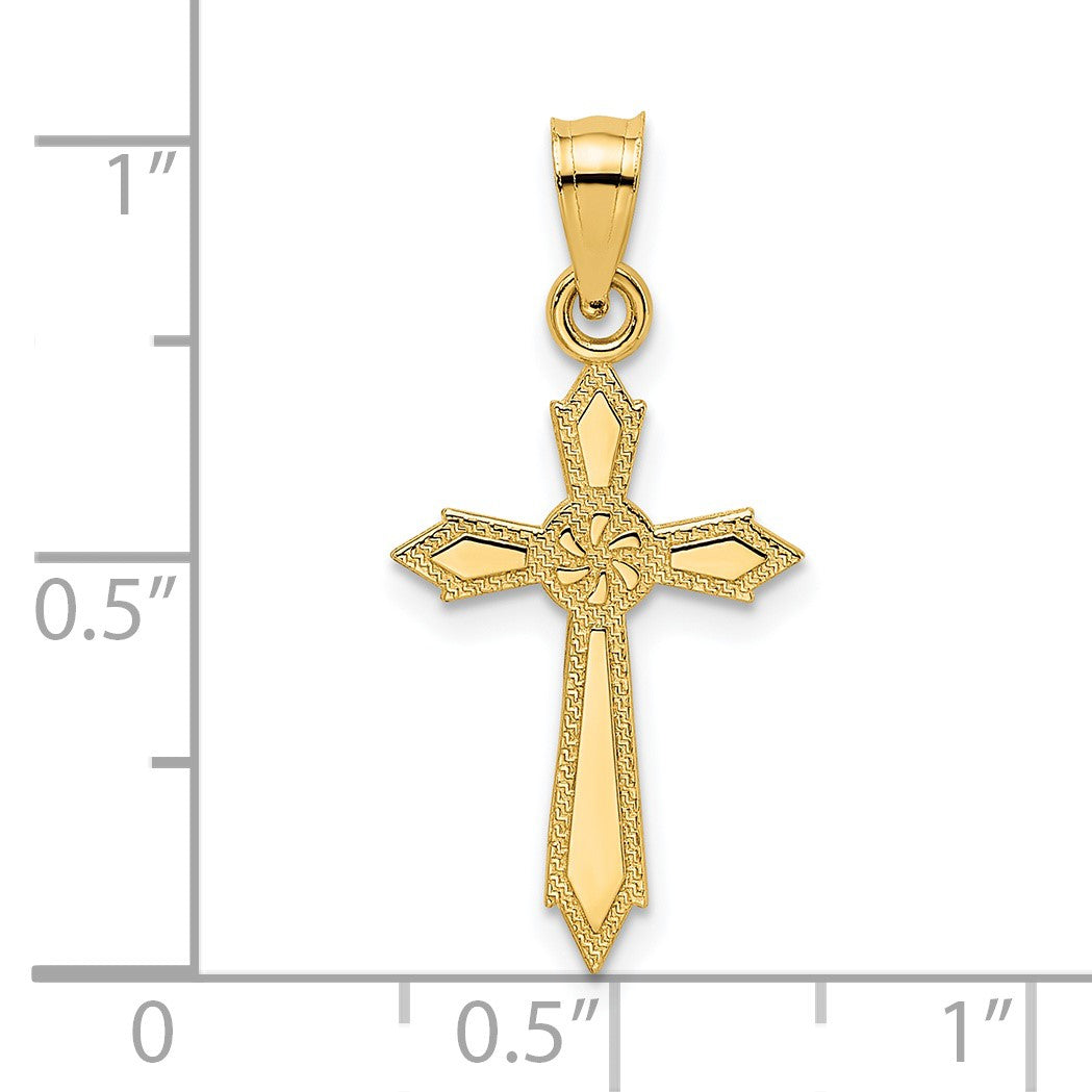 14K with Textured Edges Cross Charm