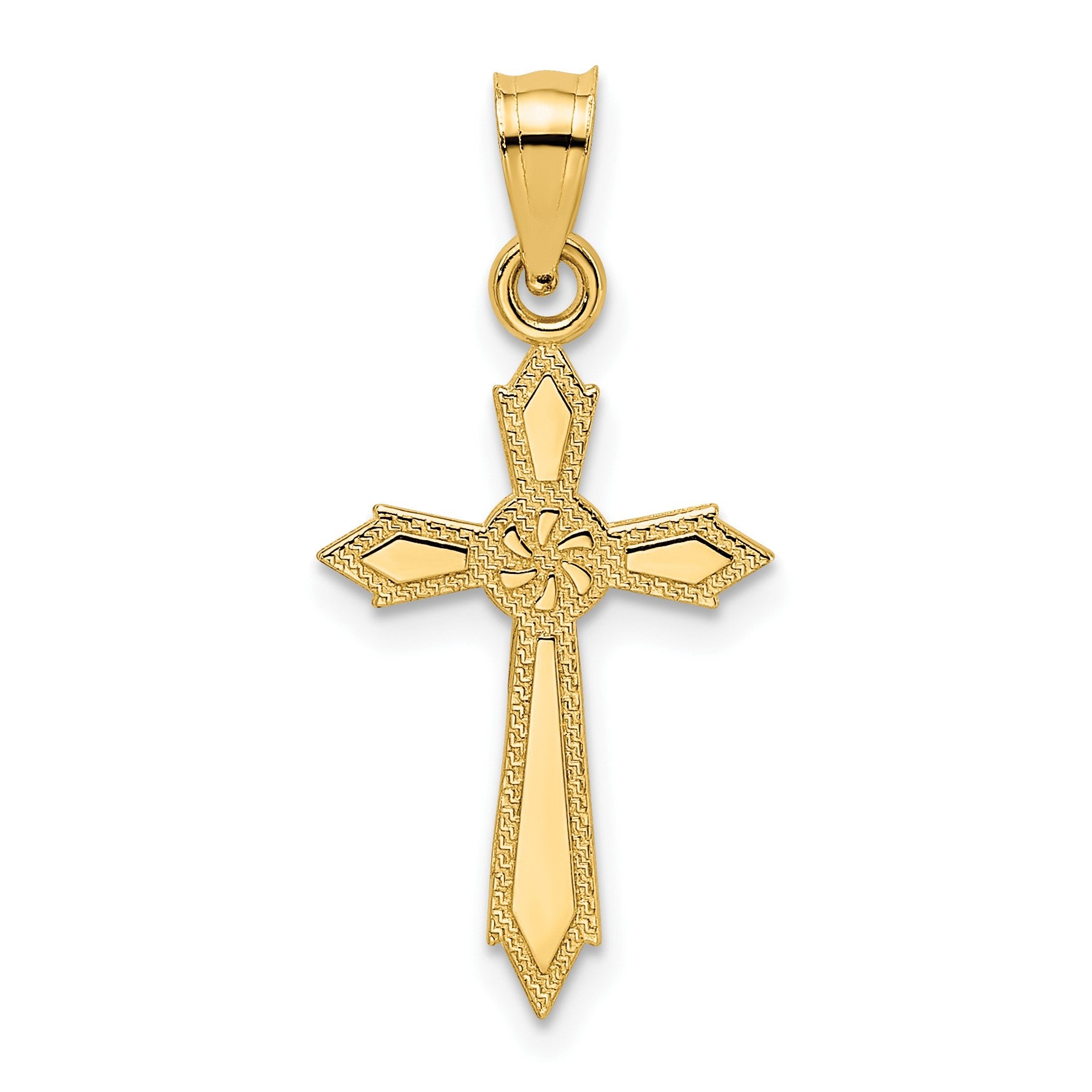 14K with Textured Edges Cross Charm