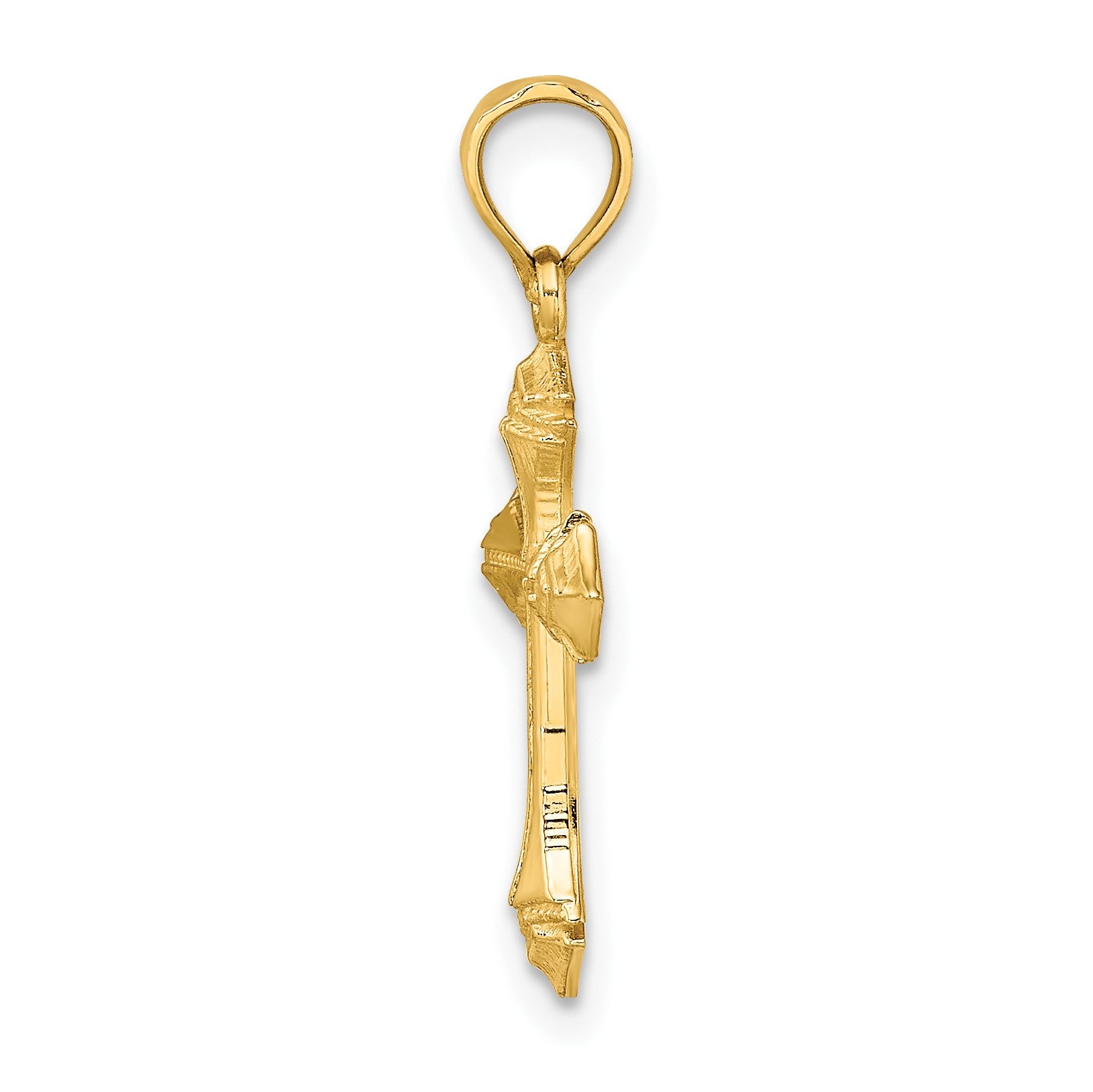 14K Textured with Arrow Ends Cross Charm
