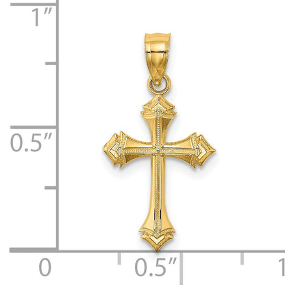 14K Textured with Arrow Ends Cross Charm