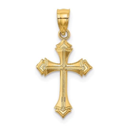 14K Textured with Arrow Ends Cross Charm