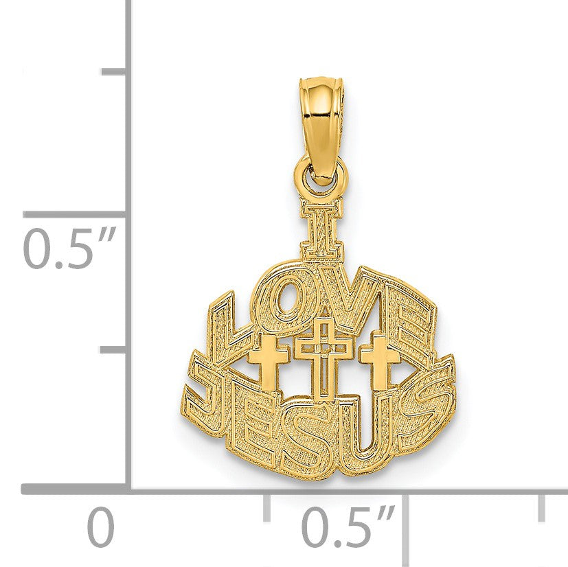 14K I LOVE JESUS with Crosses Charm