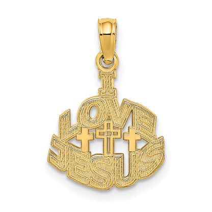 14K I LOVE JESUS with Crosses Charm