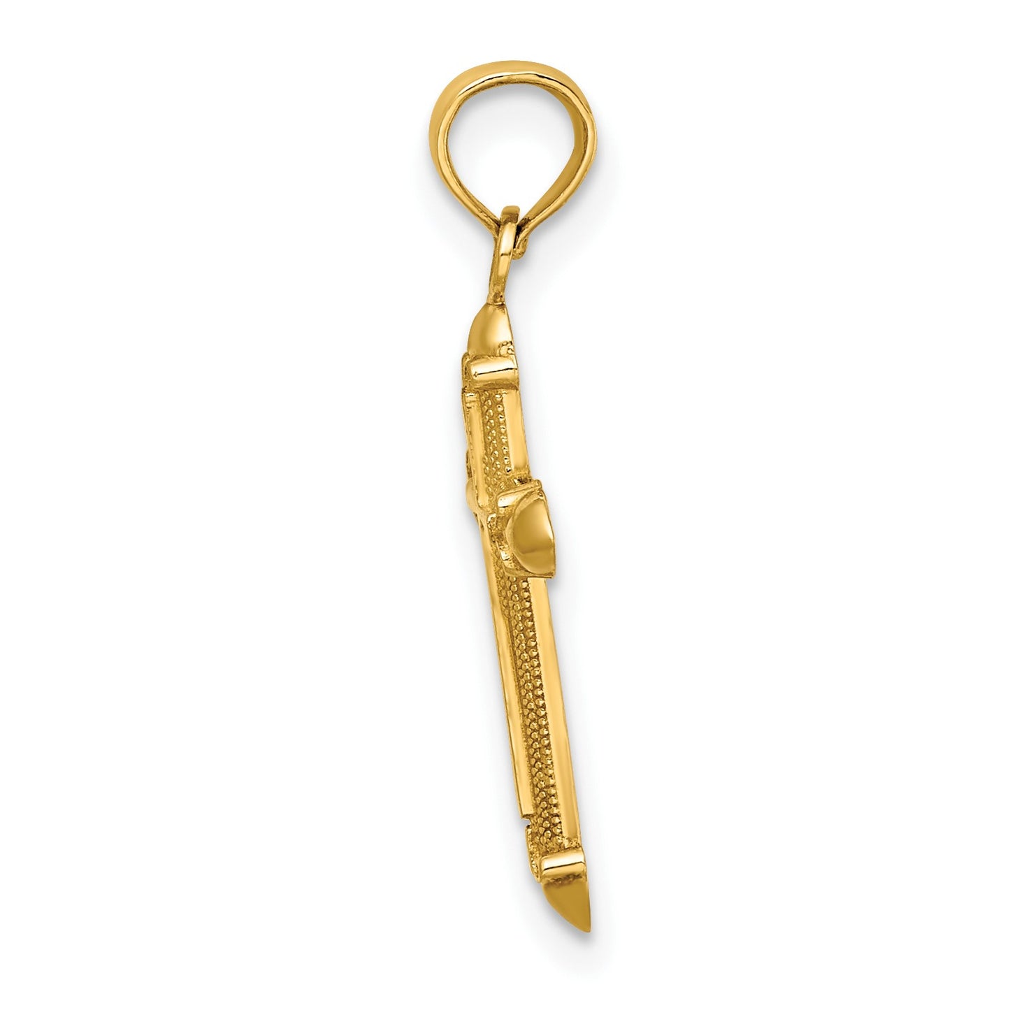 14K Polished Scroll Design Cross Charm