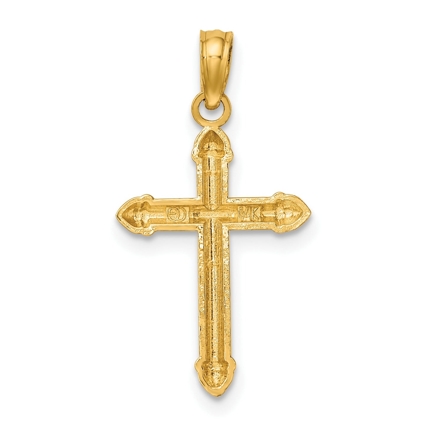 14K Polished Scroll Design Cross Charm