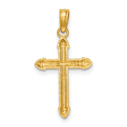 14K Polished Scroll Design Cross Charm