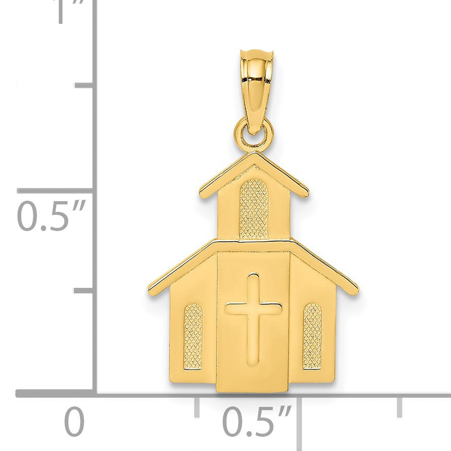 14K Church with Cross On Door Charm
