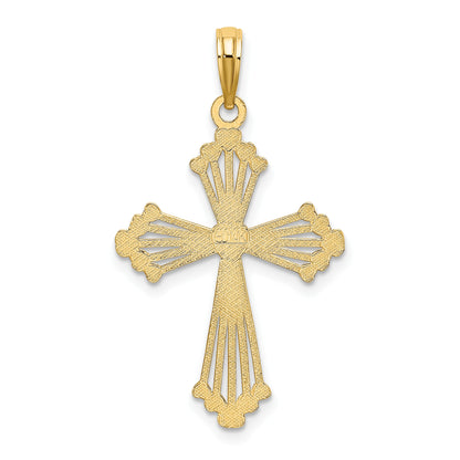14K Cut-Out Stripes Cross with Heart Charm