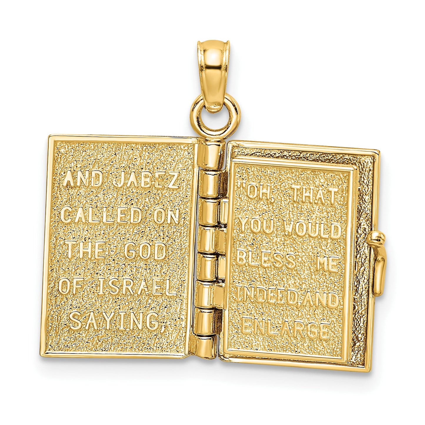 14K 3-D THE JABEZ PRAYER Book 1st Chronicles 4:10 Moveable Pages Pendant