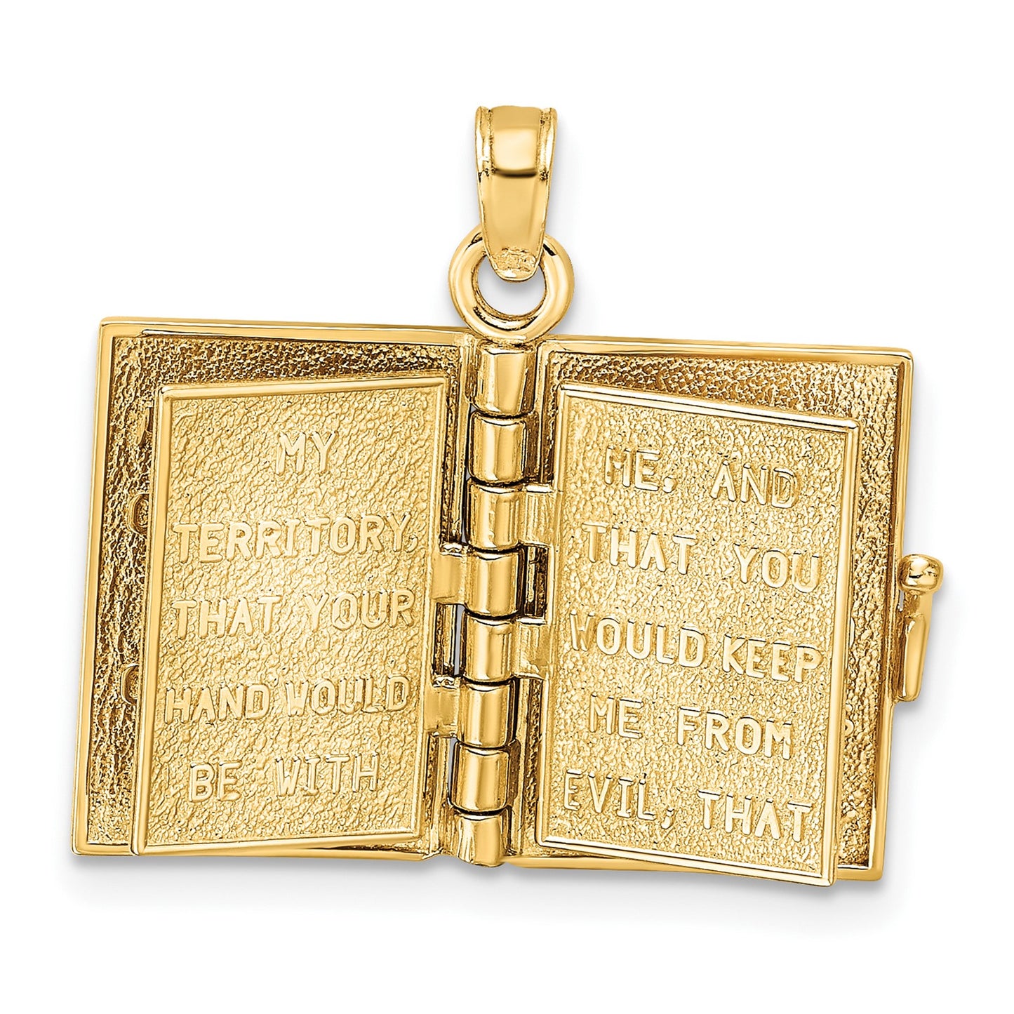 14K 3-D THE JABEZ PRAYER Book 1st Chronicles 4:10 Moveable Pages Pendant