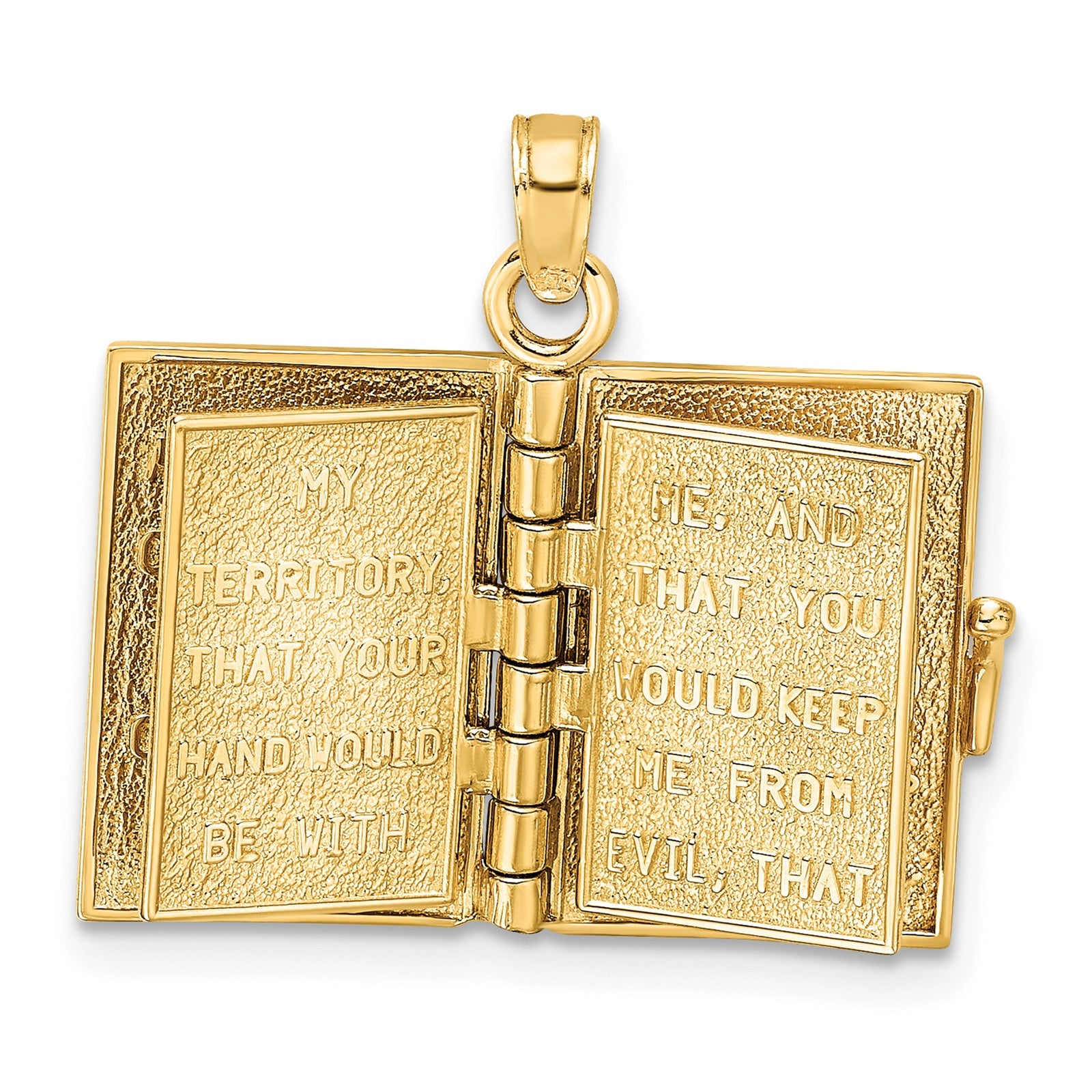 14K 3-D THE JABEZ PRAYER Book 1st Chronicles 4:10 Moveable Pages Pendant