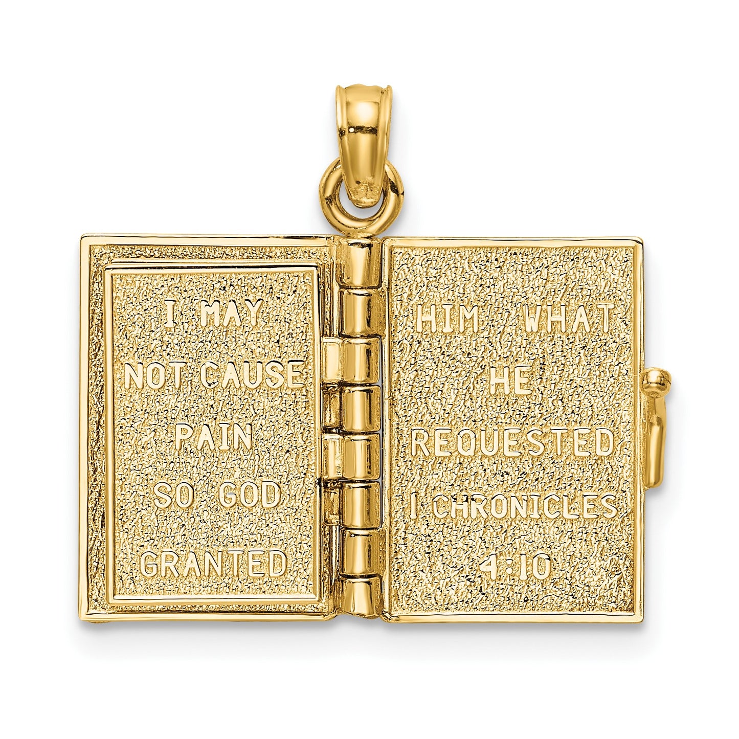 14K 3-D THE JABEZ PRAYER Book 1st Chronicles 4:10 Moveable Pages Pendant