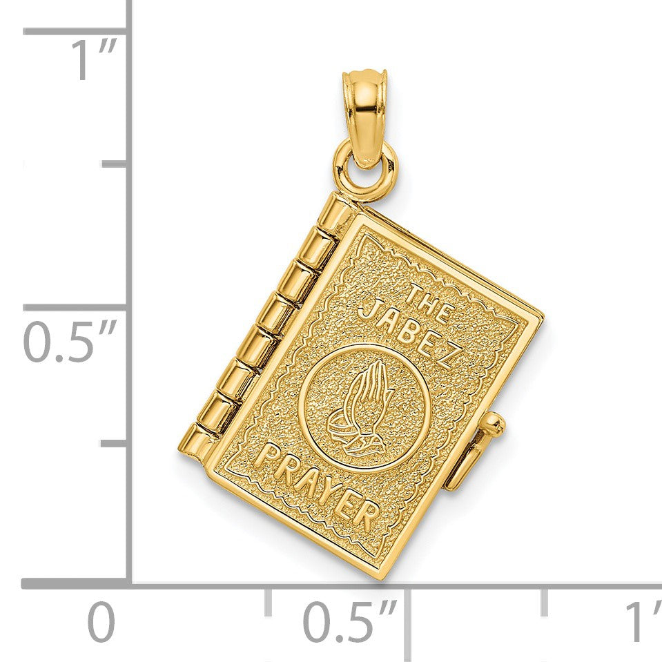 14K 3-D THE JABEZ PRAYER Book 1st Chronicles 4:10 Moveable Pages Pendant