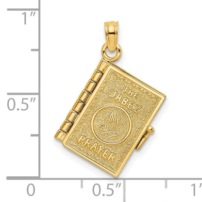 14K 3-D THE JABEZ PRAYER Book 1st Chronicles 4:10 Moveable Pages Pendant