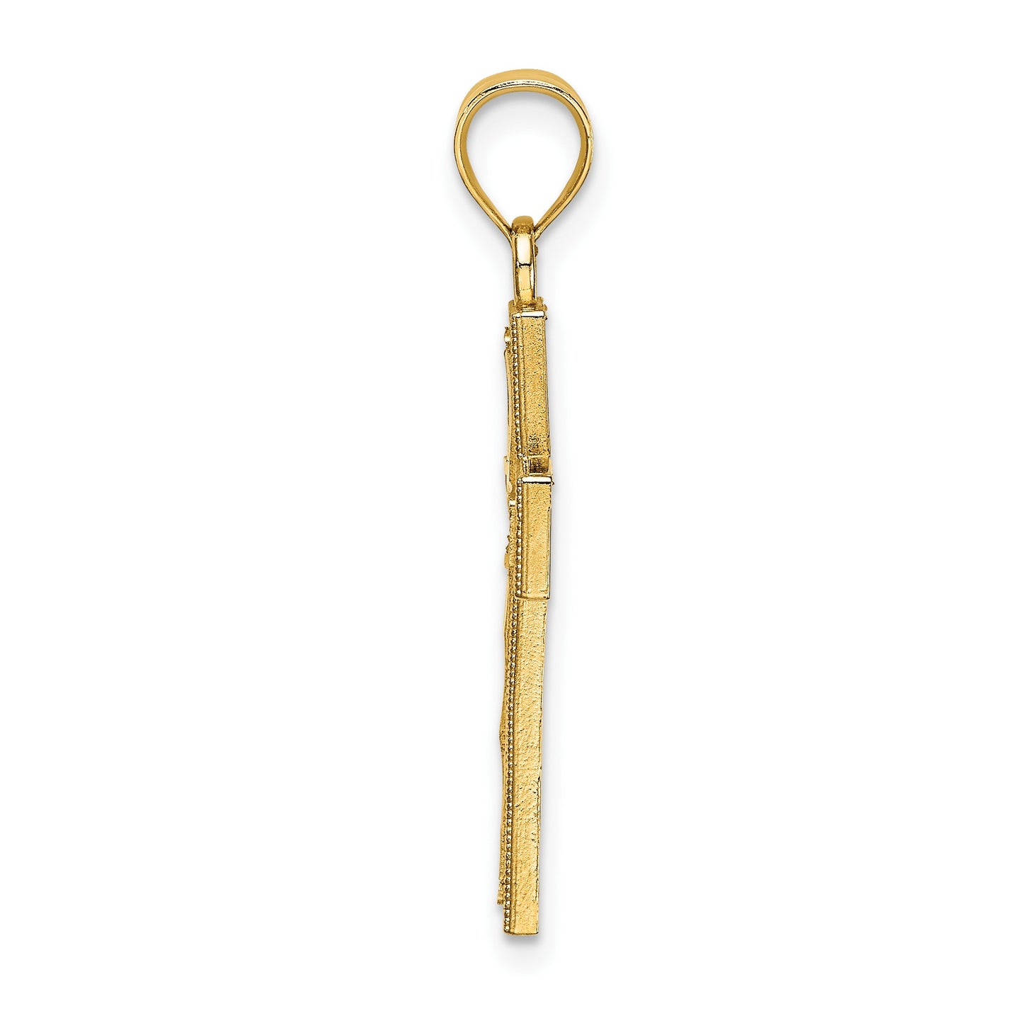 14K Block Cross Charm