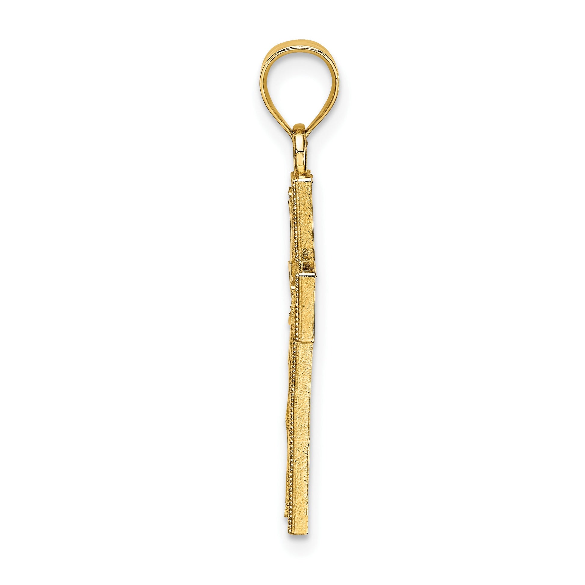 14K Block Cross Charm