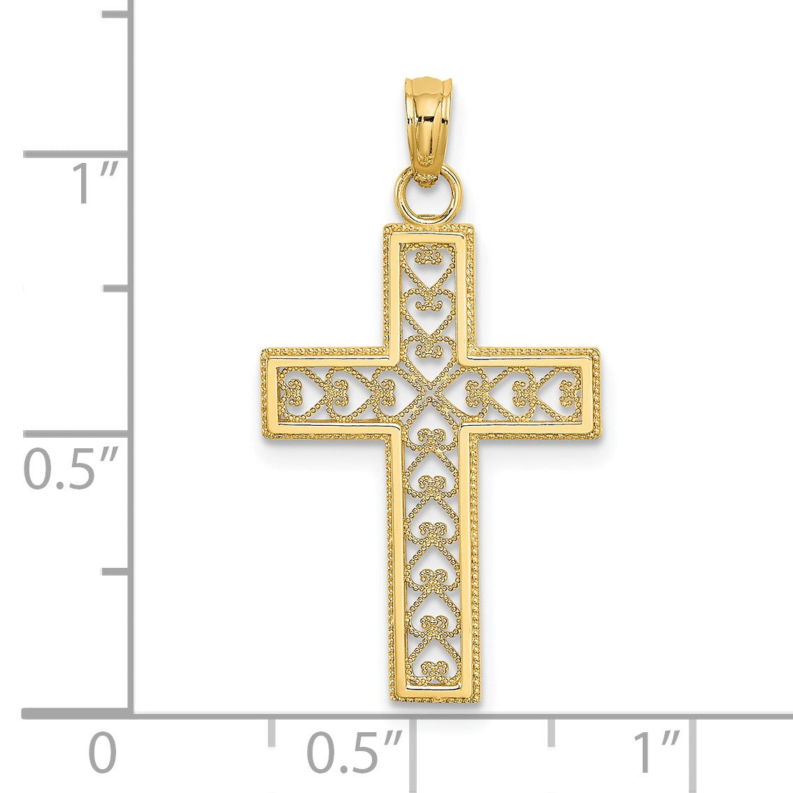 14K Filigree Beaded Outline Cross Charm