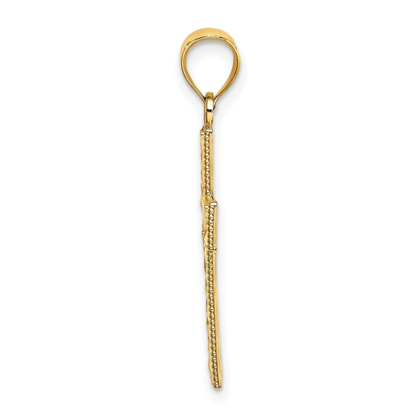 14K Diamond-cut Edge and Filigree Center Cross Charm