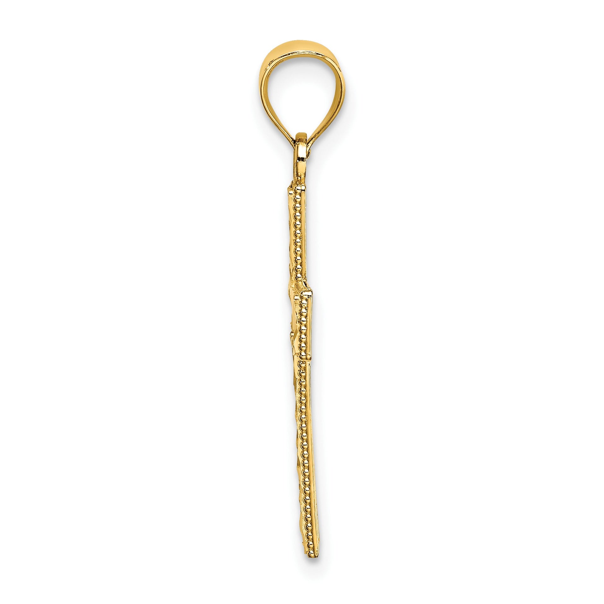 14K Diamond-cut Edge and Filigree Center Cross Charm