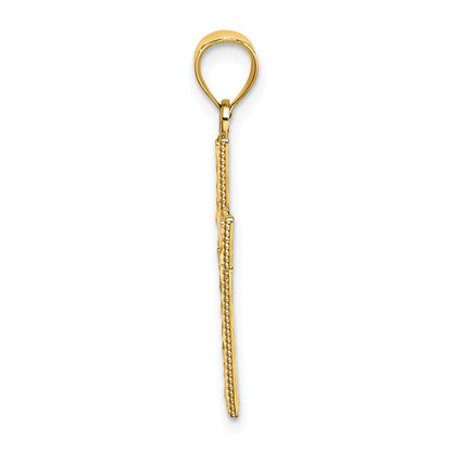 14K Diamond-cut Edge and Filigree Center Cross Charm
