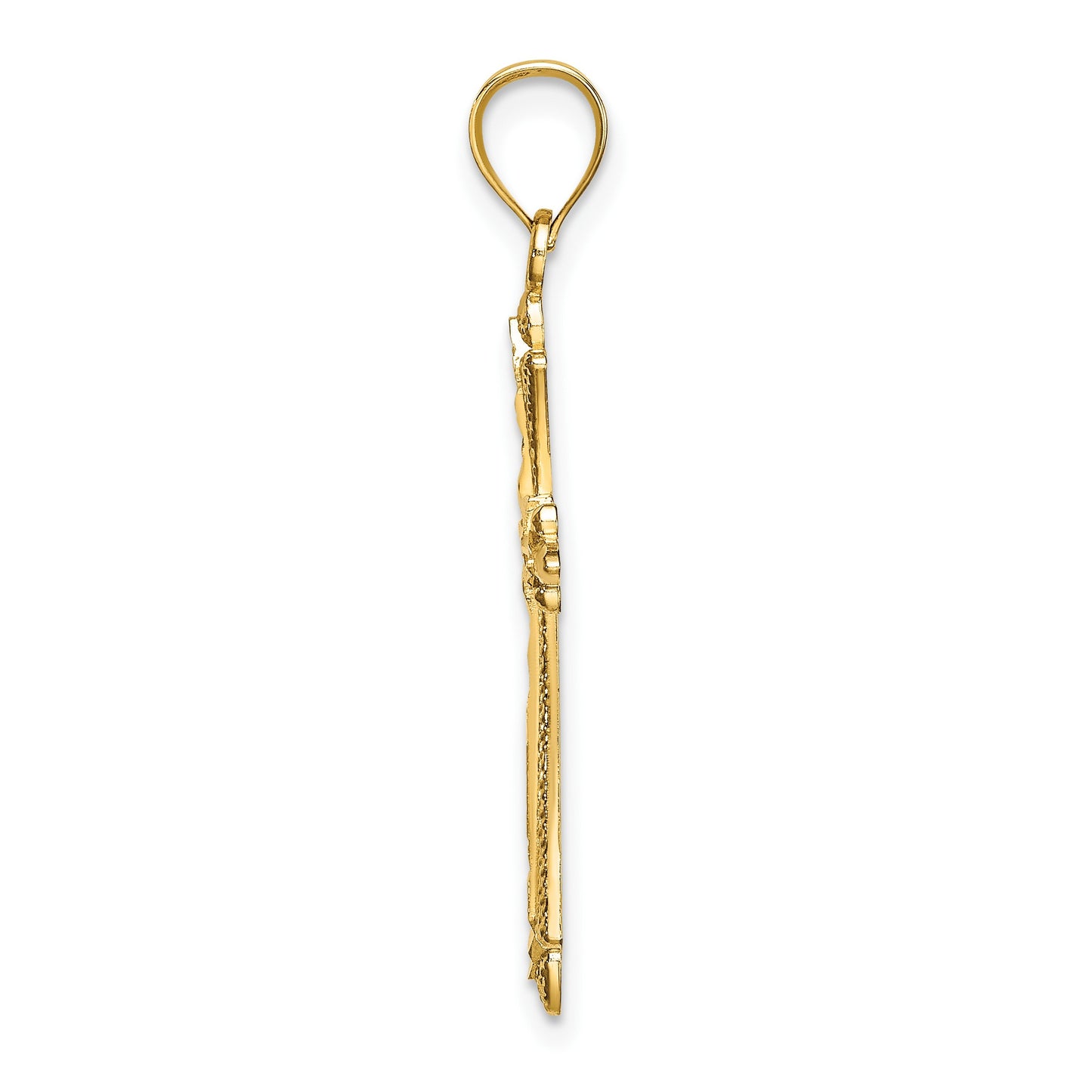 14K Diamond-cut Cross with Fancy Edges Charm