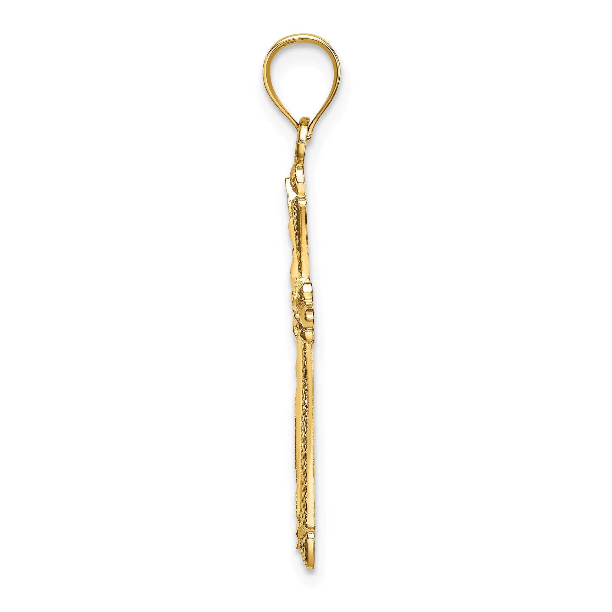 14K Diamond-cut Cross with Fancy Edges Charm