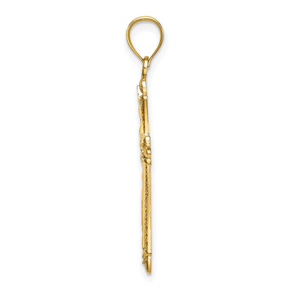 14K Diamond-cut Cross with Fancy Edges Charm