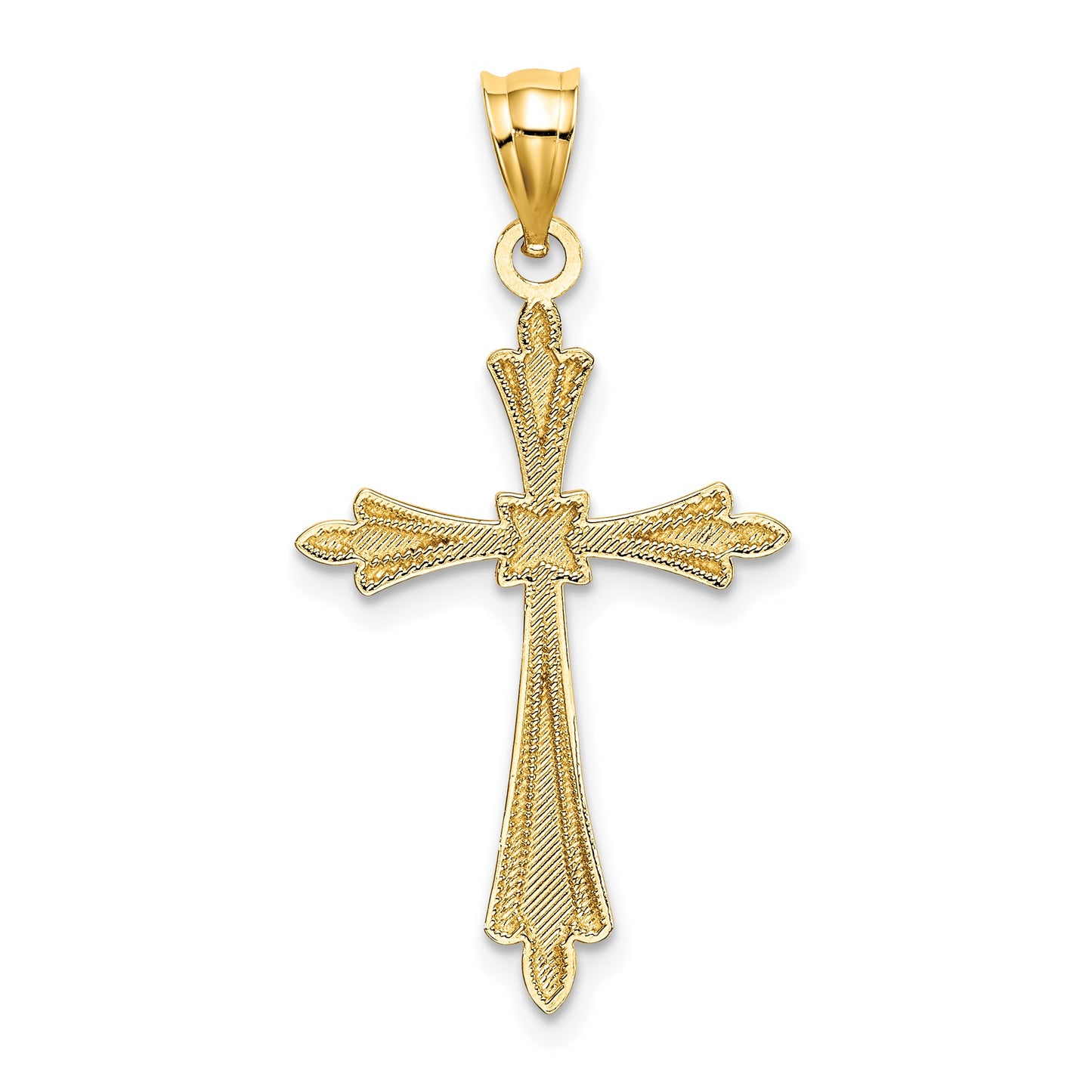 14K Diamond-cut Cross with Fancy Edges Charm
