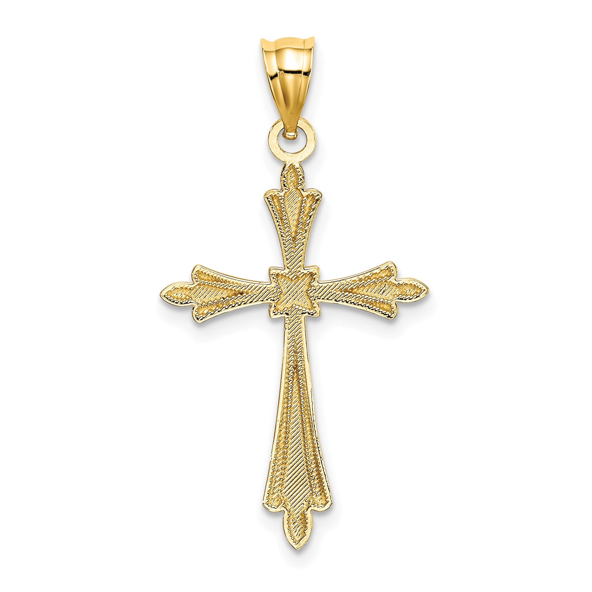 14K Diamond-cut Cross with Fancy Edges Charm