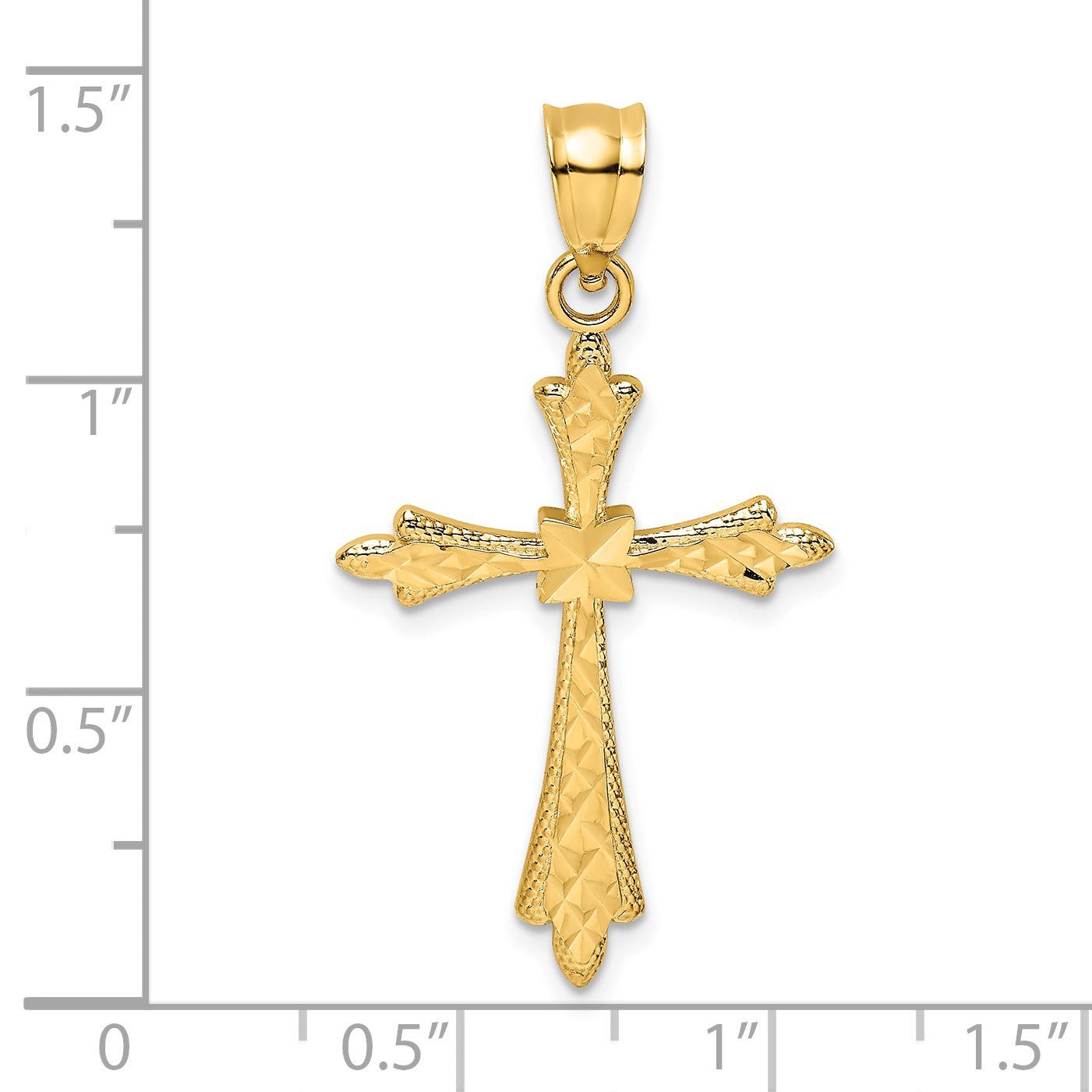 14K Diamond-cut Cross with Fancy Edges Charm