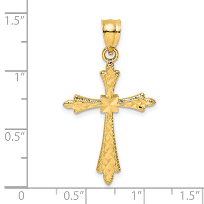 14K Diamond-cut Cross with Fancy Edges Charm