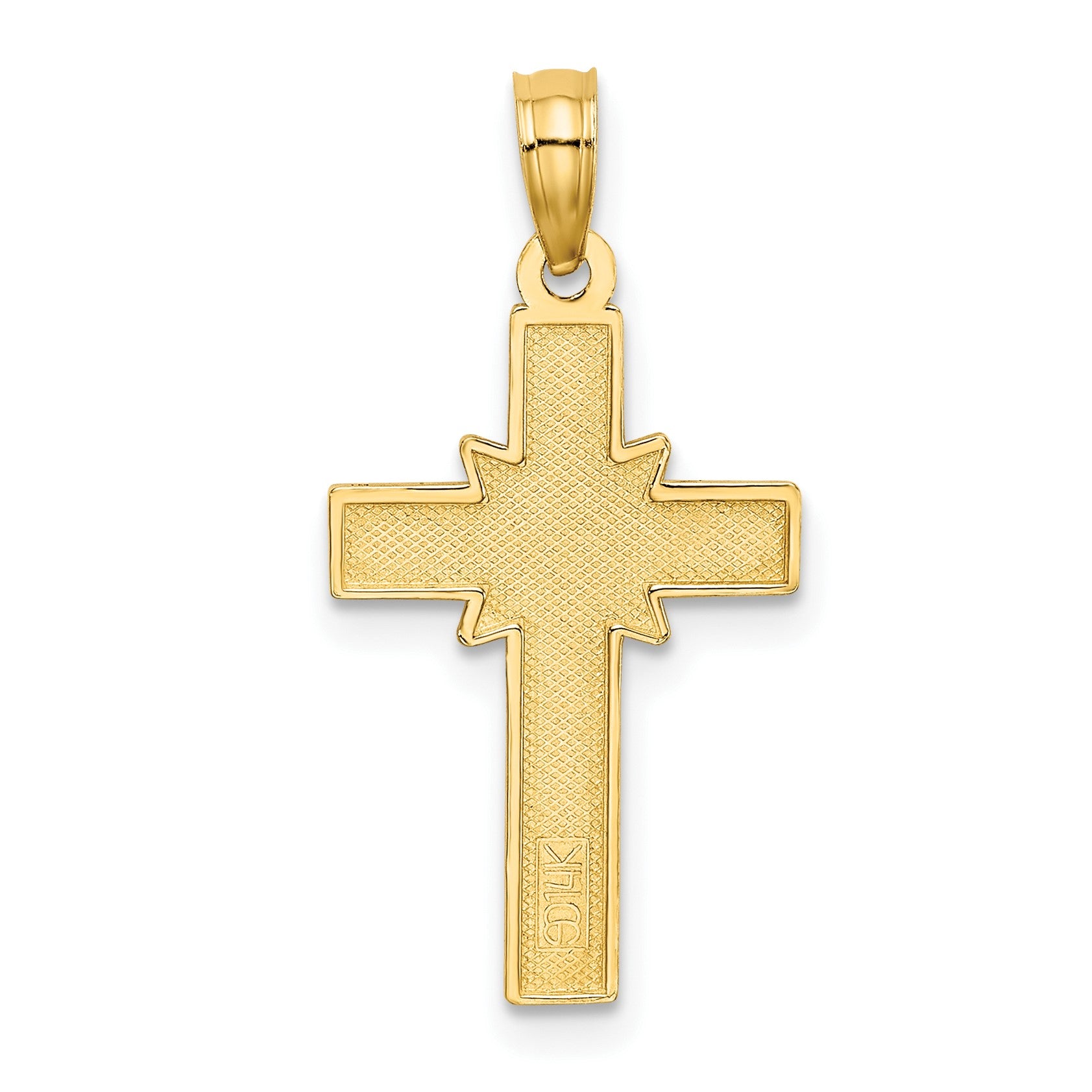 14K Diamond-cut Etched Cross Charm