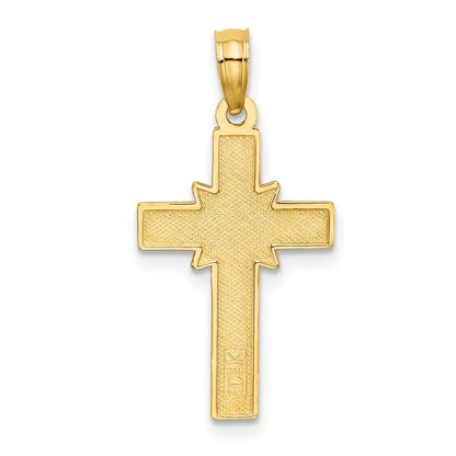 14K Diamond-cut Etched Cross Charm