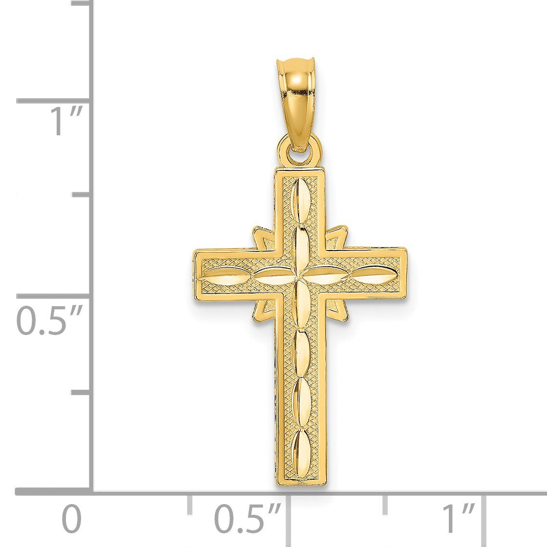 14K Diamond-cut Etched Cross Charm