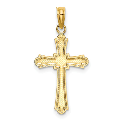 14K Diamond-cut Striped Cross Charm