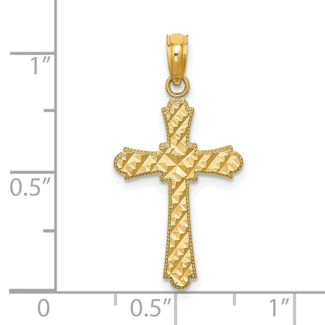 14K Diamond-cut Striped Cross Charm