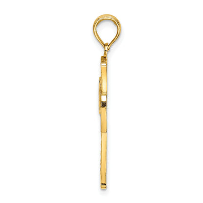14K Diamond-cut with Satin Edge Lattice Cross Charm