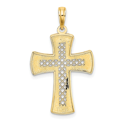 14K Diamond-cut with Satin Edge Lattice Cross Charm