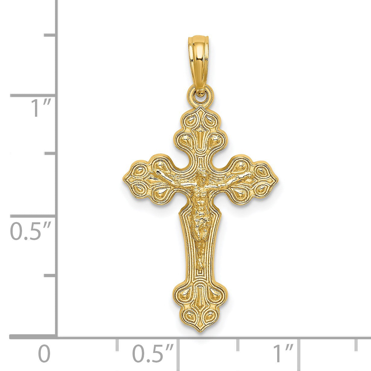 14K Crucifix with Fancy Tips Charm