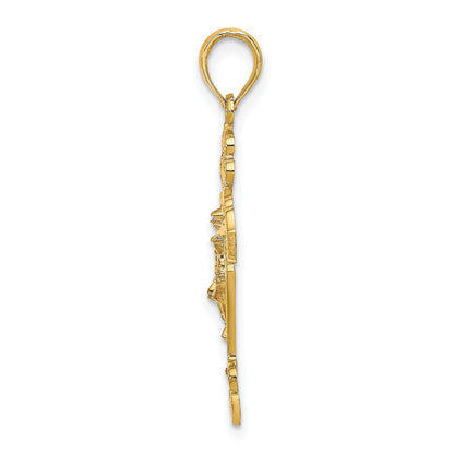14K Diamond-cut Crucifix with Fancy Tips Charm